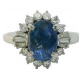 Platinum 2.15 ct Natural Sapphire & Diamond Ring