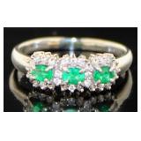 Platinum .71 ct Natural Emerald & Diamond Ring