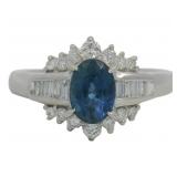 Platinum 1.66 ct Natural Sapphire & Diamond Ring