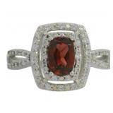 Radiant Cut Natural Garnet & Zircon Ring
