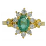 Brilliant 1.32 ct Oval Lab Emerald & Diamond Ring