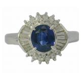 Platinum 1.73 ct Natural Sapphire & Diamond Ring