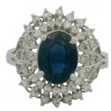 Platinum 2.31 ct Natural Sapphire & Diamond Ring