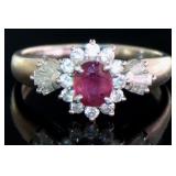 Platinum Natural 1.17 ct Ruby & Diamond Ring