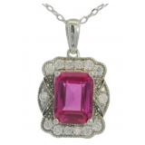 Pink Sapphire & Lab Diamond 1.25 ct Necklace