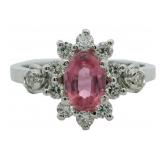 Brilliant 1.57 ct Lab Pink Ruby & Diamond Ring