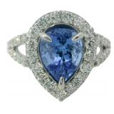 14kt Gold 4.19 ct Tanzanite & Lab Diamond Ring