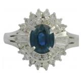 Platinum 1.55 ct Natural Sapphire & Diamond Ring