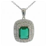 Emerald Cut 3.74 ct Emerald & Diamond Necklace
