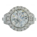 14kt Gold 6.33 ct Round Cut Lab Diamond Ring