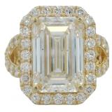 14kt Gold 9.16 ct Emerald Cut VS Lab Diamond Ring
