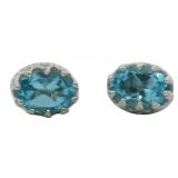 Oval 2.00 ct Genuine Blue Topaz Stud Earrings