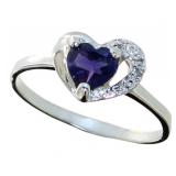 Quality Natural Iolite & Diamond Heart Ring