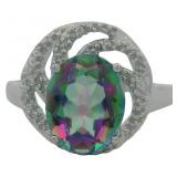 Oval 4.18 ct Natural Mystic Topaz & Diamond Ring