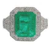 Brilliant 5.11 ct Lab Emerald & VS Diamond Ring