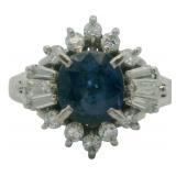Platinum 1.37 ct Natural Sapphire & Diamond Ring