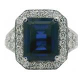 14kt Gold 7.59 ct Sapphire & VS Diamond Ring