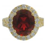 Oval Cut 7.52 ct Lab Pink Ruby & Diamond Ring