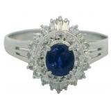 Platinum Natural Sapphire & Diamond Ring