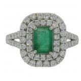 14k Gold 2.01ct Natural Emerald & Lab Diamond Ring