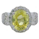Oval 5.68 ct Yellow Lab Sapphire & Diamond Ring