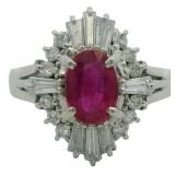 Platinum 1.31 ct Natural Ruby & VS Diamond Ring