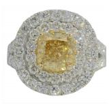 14kt Gold 4.06 ct Fancy Yellow VS Lab Diamond Ring