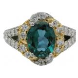 Oval Cut 3.20 ct Lab Alexandrite & Diamond Ring
