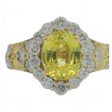 Oval 4.40 ct Yellow Lab Sapphire & Diamond Ring