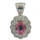 Brilliant 1.59 ct Lab Pink Ruby & Diamond Pendant