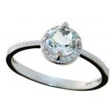 Round Natural Green Amethyst & Diamond Ring