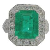 Brilliant 6.65 ct Lab Emerald & VS Diamond Ring