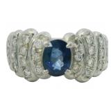 Platinum 1.43 ct Natural Sapphire & Diamond Ring