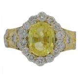 Oval 4.55 ct Yellow Lab Sapphire & Diamond Ring