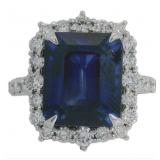 14kt Gold 9.18 ct Sapphire & VS Diamond Ring