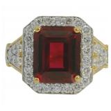 Brilliant 7.01 ct Lab Pink Ruby & VS Diamond Ring