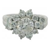 Platinum 1.73 ct Natural Round Diamond Ring