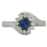 Platinum 1/2 ct Natural Sapphire & Diamond Ring
