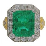 Brilliant 6.16 ct Lab Emerald & VS Diamond Ring