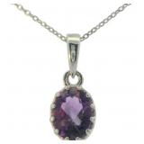 Oval 2.00 ct Genuine Amethyst Necklace