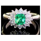 Platinum 1.23 ct Natural Emerald & VS Diamond Ring