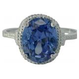 Oval 3.48 ct Tanzanite & Natural Diamond Ring