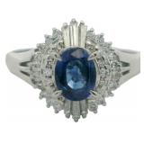 Platinum Natural Sapphire & VS Diamond Ring