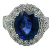 Oval Cut 5.59 ct Lab Sapphire & Diamond Ring