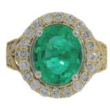 Brilliant 4.19 ct Lab Emerald & VS Diamond Ring