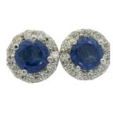 Round 1.50 ct Sapphire & Diamond Earrings