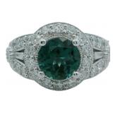 Round 3.68 ct Lab Alexandrite & Diamond Ring