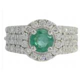 Brilliant 2.04 ct Lab Emerald & Diamond Ring