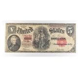 1907 $5 Woodchopper Legal Tender Red Seal Note