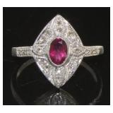 Genuine Ruby & Diamond Designer Ring